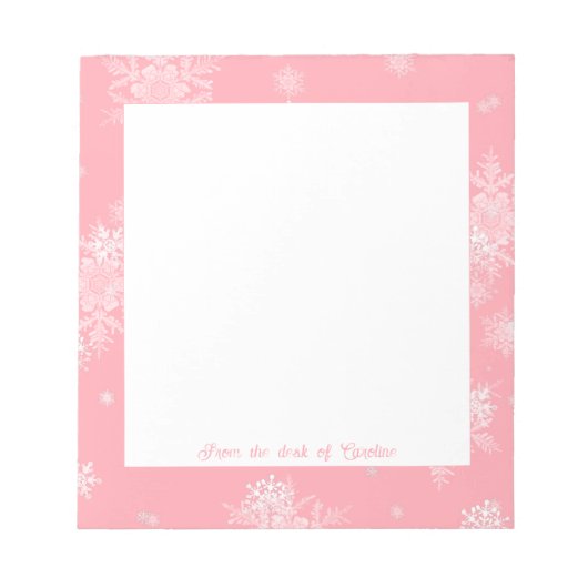 Rosa Weihnachtsschneeflocken Notepad Notizblock (Vorderseite)