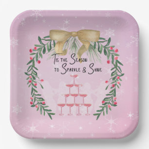 Rosa Weihnachtssparkle und Shine Pappteller