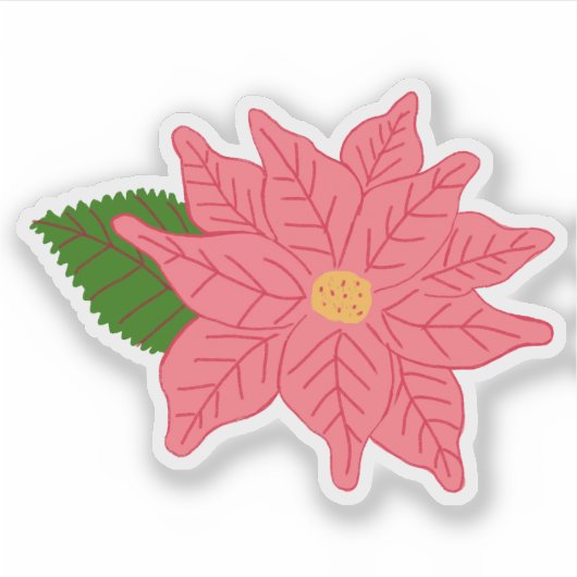 Rosa Weihnachtsstern Aufkleber (Vorderseite)