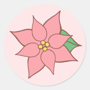 Rosa Weihnachtsstern-Aufkleber Runder Aufkleber