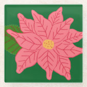 Rosa Weihnachtsstern  Glasuntersetzer (Vorderseite)