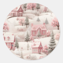 Rosa Weihnachtssticker Runder Aufkleber