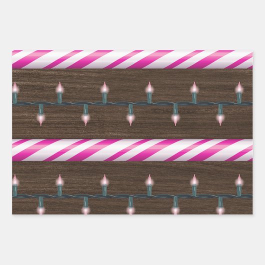 Rosa Weihnachtsszenen Geschenkpapier Set (Vorderseite 2)