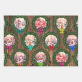 Rosa Weihnachtsszenen Geschenkpapier Set (Vorderseite)