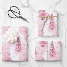 Rosa Weihnachtsverpackung für Geschenke Geschenkpapier Set