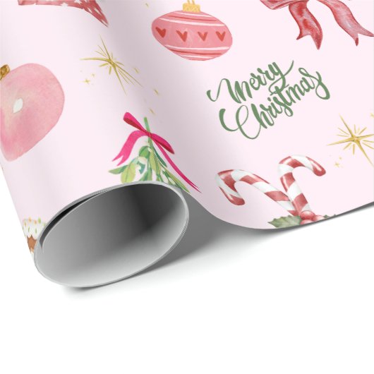 Rosa Weihnachtswrapper Geschenkpapier (Rolleneckpunkt)
