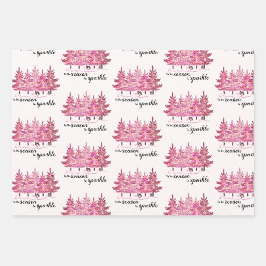 Rosa Weihnachtswrapper Geschenkpapier Set (Vorderseite 3)