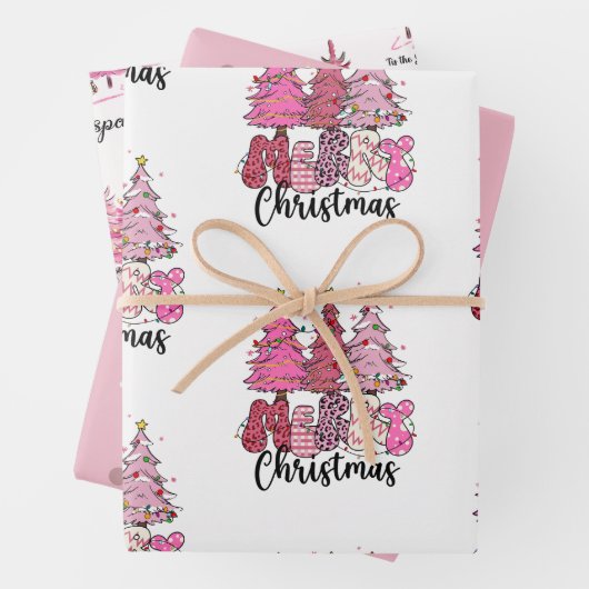 Rosa Weihnachtswrapper Geschenkpapier Set (Beispiel)