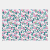 Rosa Weihnachtswrapper Geschenkpapier Set (Vorderseite 3)