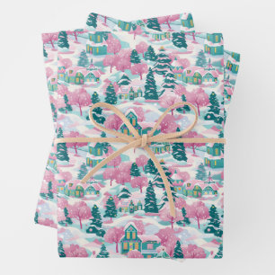 Rosa Weihnachtswrapper Geschenkpapier Set