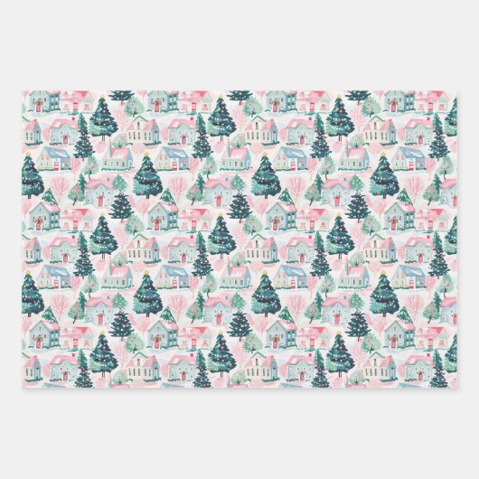 Rosa Weihnachtswrapper Geschenkpapier Set (Vorderseite 2)