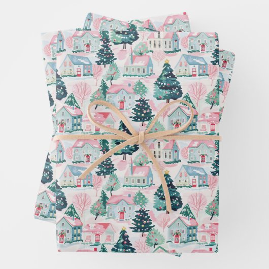 Rosa Weihnachtswrapper Geschenkpapier Set (Beispiel)