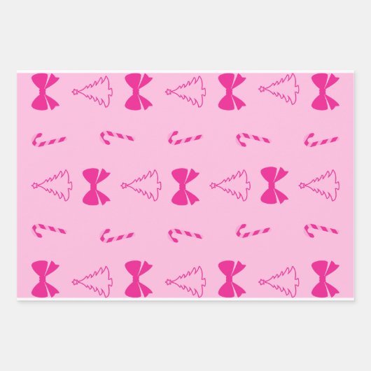 Rosa Weihnachtswrapper Geschenkpapier Set (Vorderseite 3)
