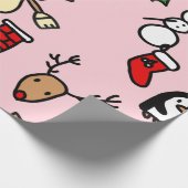 Rosa Weihnachtszeit Geschenkpapier (Ecke)