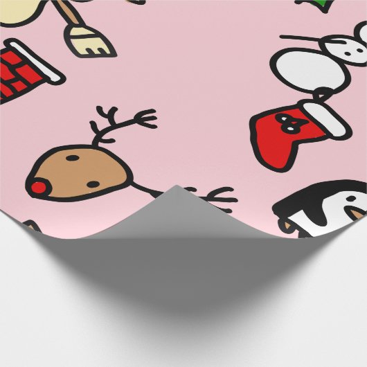 Rosa Weihnachtszeit Geschenkpapier (Ecke)
