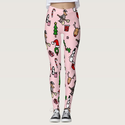 Rosa Weihnachtszeit Leggings (Vorderseite)
