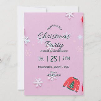 Rosa Weihnachtszeit-Party Einladung