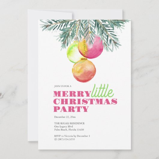 Rosa Weihnachtszeit Party Einladung Einzigartiges (Vorderseite)