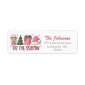 Rosa Weihnachtszeit Rücksendeadresse Etikett (Vorne)