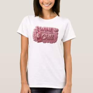 Rosa Wein Flasche und Chill Designer Kunst T-Shirt