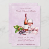 Rosa Wein Geburtstag Einladung (Vorne/Hinten)