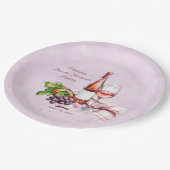 Rosa Wein Geburtstag Pappteller (Schrägansicht)