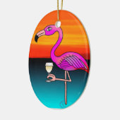 Rosa Wein trinken Flamingo individuell Keramikornament (Links)