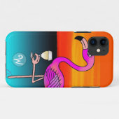 Rosa Wein trinken Flamingo Mit Monogramm Case-Mate iPhone Hülle (Rückseite (Horizontal))