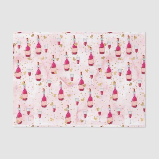 Rosa Wein und Herz (Design 12 Pink Serie) Seidenpapier (Vorderseite)