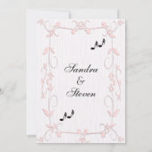 Rosa Weine und Musiknoten Hochzeitsfeiern Einladung (Rückseite)