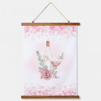 Rosa Weinflasche mit Weinglas
