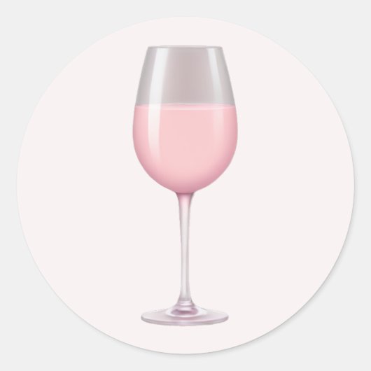 Rosa Weinglas Emoji Art Runder Aufkleber (Vorderseite)