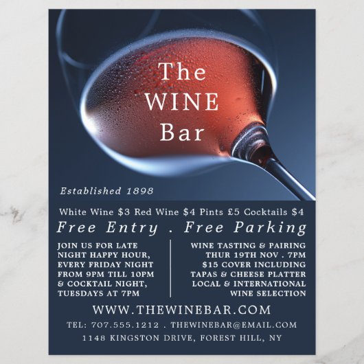 Rosa Weinglas, Weinwerbung/Bar Flyer (Vorne)