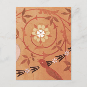Rosa Weinrebe und Vasen-Textil Postkarte