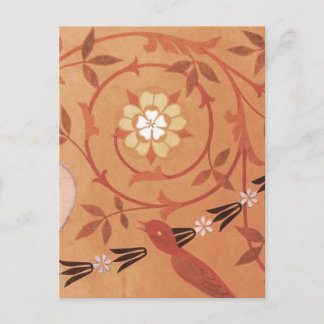 Rosa Weinrebe und Vasen-Textil Postkarte
