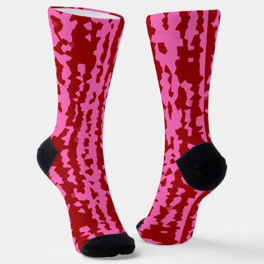 Rosa Weinrot Unregelmäßiges abstraktes Design  Socken (Gewinkelt)