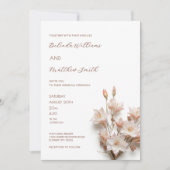 Rosa Weiß 3D Blumen  Einladung (Vorderseite)