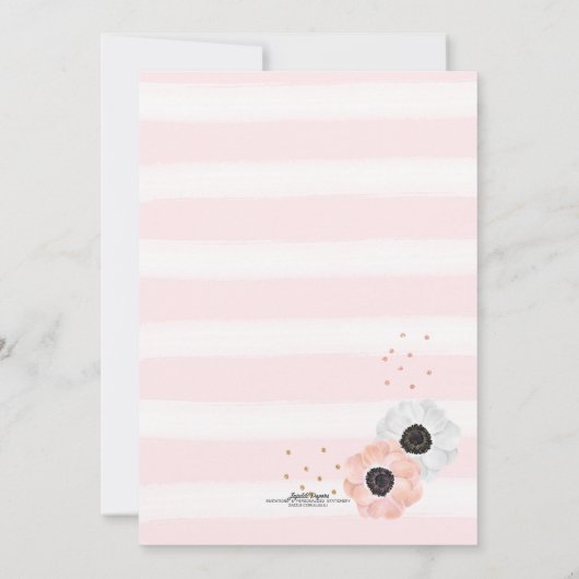 Rosa-Weiß-Anemon-Brautparty Einladung (Rückseite)