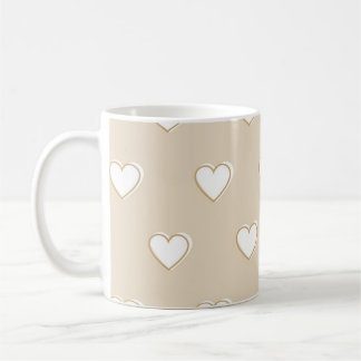 Rosa Weiß Beige Süß Einfaches Herz Muster Kaffeetasse
