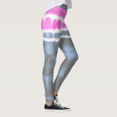 Rosa Weiß & Blau Gefärbte Krawatte Drehung Sway in Leggings (Rechts)