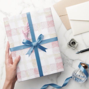 Rosa Weiß Creme Kariert Gestreift Junggesellinnen- Geschenkpapier
