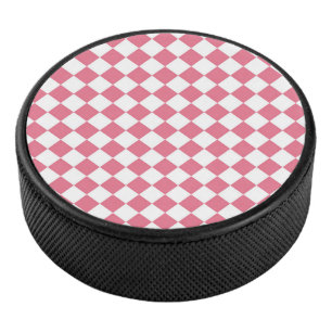 Rosa Weiß Diamant Schachbrettmuster Eishockey Puck