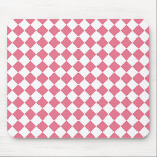 Rosa Weiß Diamant Schachbrettmuster Mousepad