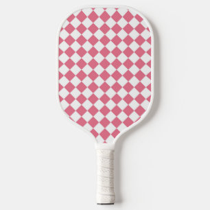 Rosa Weiß Diamant Schachbrettmuster Pickleball Schläger