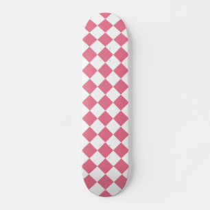 Rosa Weiß Diamant Schachbrettmuster Skateboard