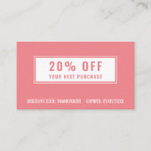 Rosa Weiß Elegantes Einfaches Business Loyalität Rabattkarte (Vorderseite)