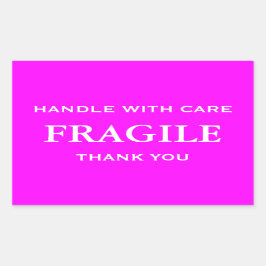 Rosa/Weiß fragil. Mit Vorsicht umgehen. Vielen Dan Rechteckiger Aufkleber