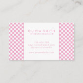 Rosa weiß Geländerter Moderner Visitenkarte (Rückseite)
