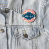 Rosa, weiß gepunktetes Muster, Monografie Button (Beispiel)