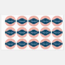 Rosa, weiß gepunktetes Muster, Monografie Etiketten